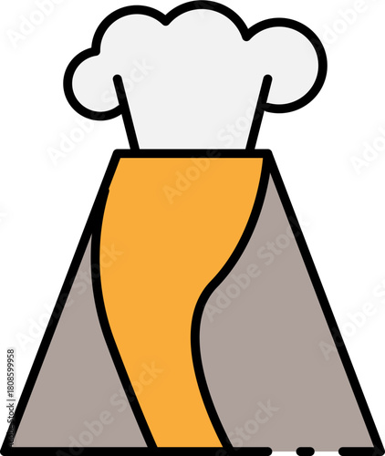 Icon of a volcano erupting with smoke, showing a natural geological event of great magnitude