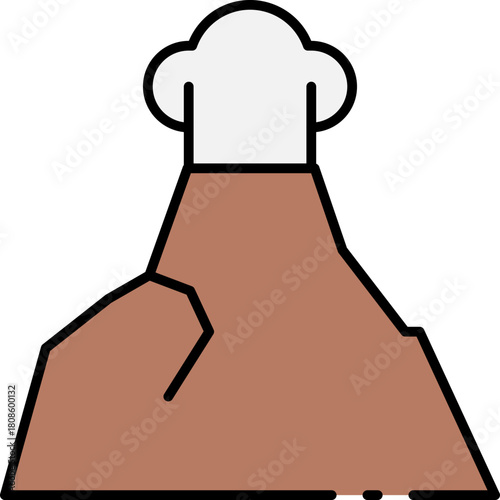 Simple stylized icon of an active volcano erupting with smoke, depicting natural geological power and environmental force