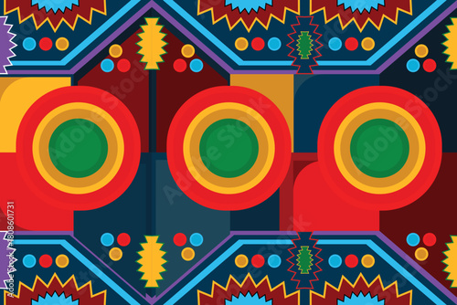 Vibrant Ethnic Folk Pattern Seamless Background Vector | Traditional Geometric Culture Art Textile Design