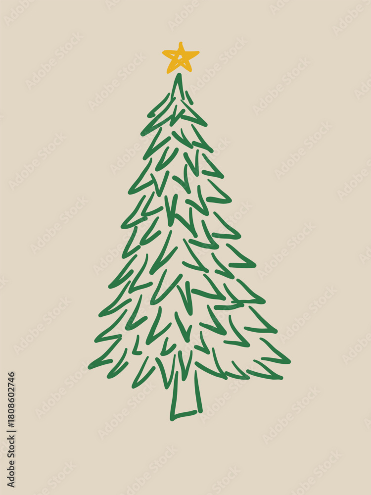 Naklejka premium Hand drawn pine tree illustration, christmas ornament design