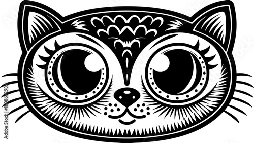 black and white cat head