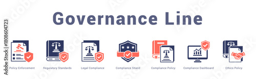Governance Line Modern and clean web banner illustration featuring thematic icons for visual communication