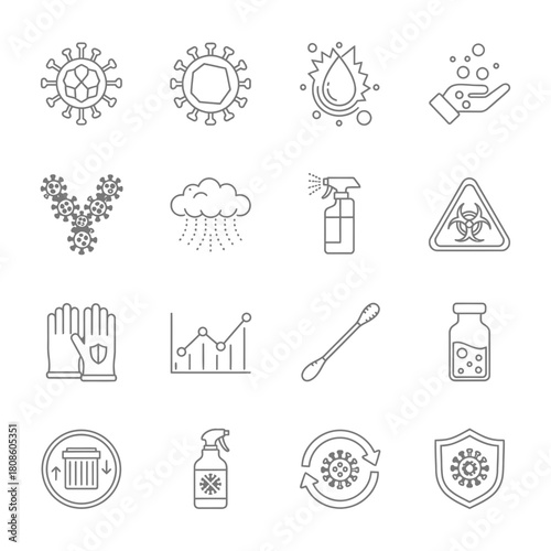 Essential hygiene icons for virus protection and healthcare, perfect for medical presentations, promoting public health, and illustrating safety measures for a healthy life