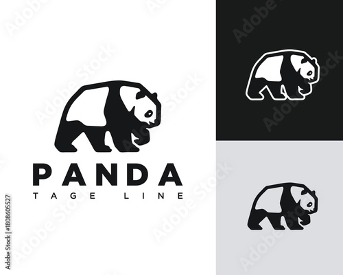 Black and white panda logo for a business