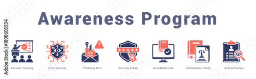 Awareness Program Modern and clean web banner illustration featuring thematic icons for visual communication