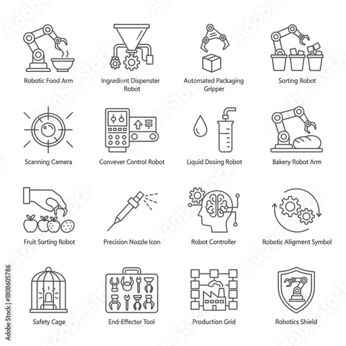 Revolutionize Your Factory with Cutting-Edge Robotic Solutions: Modern Automation Icons for Streamlined Production, Precision Engineering, and Robotics Innovation in Advanced Manufacturing