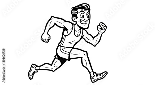 Dynamic cartoon runner with determined expression sprinting at full speed illustration