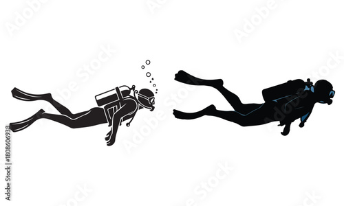 Scuba Diver Silhouettes & Ocean Vector Art: Diving, Snorkeling, and Underwater Adventure Graphics
