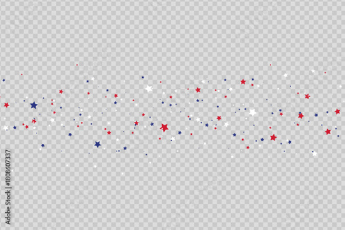 American red, blue, and white star sparkles creating a celebratory isolated backdrop with decorative top and bottom borders