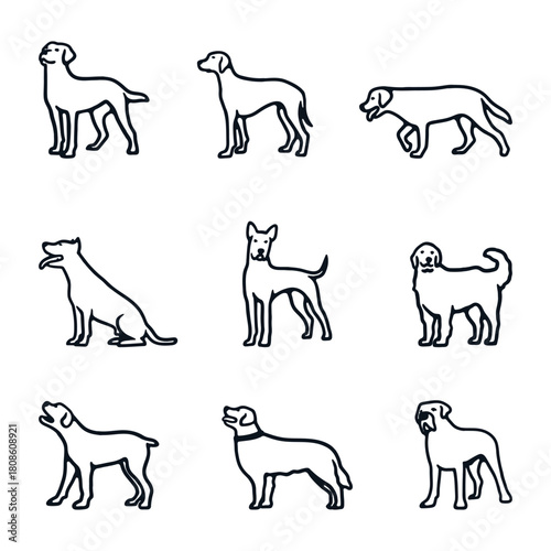 Line Art Dog Breeds Set collection