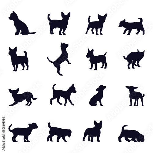 Dog Silhouette Collection Playful Poses and Actions