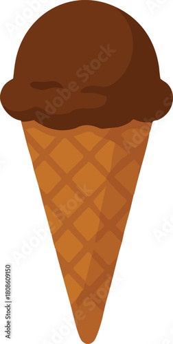 Chocolate ice cream cone hand drawn