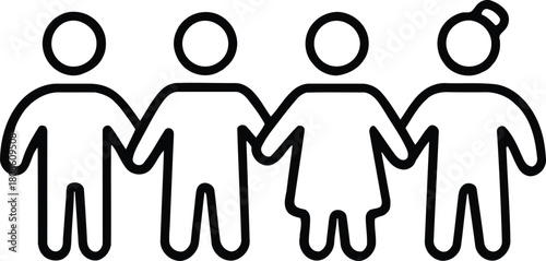 Diverse group of people linked together, representing unity and community spirit