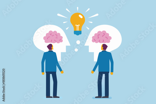 Creative collaboration two minds sharing ideas to generate innovation