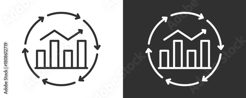 Continuous Improvement Icon Set Vector Collection Isolated In Black And White