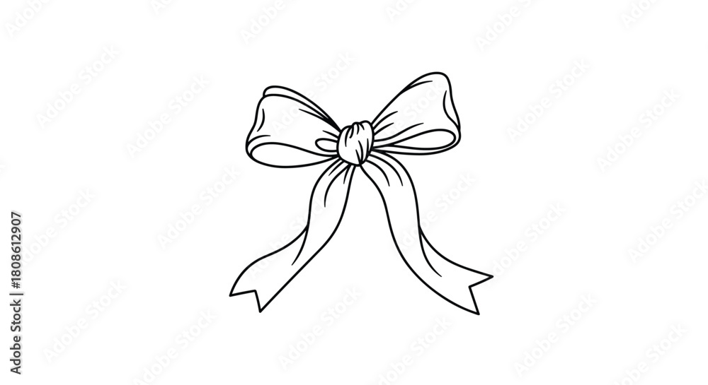 Naklejka premium Elegant hand-drawn bow for gifting, crafting or design projects, adding a touch of sophistication and charm to your creative endeavors today!