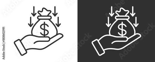 Reduction Icon Set Vector Collection Isolated In Black And White