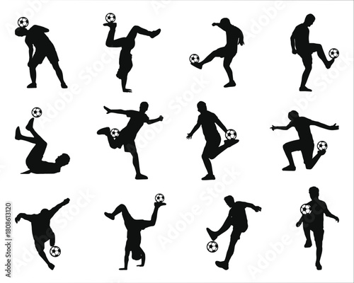 Dynamic Soccer Freestyle Trick Silhouettes Set