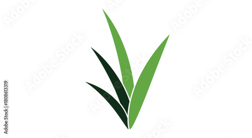 Abstract botanical design element with vibrant green blades for landscaping and nature themes, ideal for eco-friendly brand identity or organic products