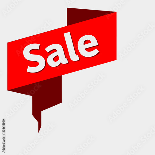 A red ribbon banner with the word "Sale" in white, indicating a discount or promotion.