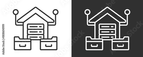 Data Warehouse Icon Set Vector Collection Isolated In Black And White