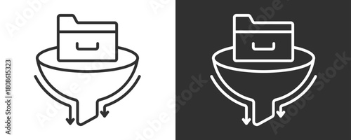 Data Filtering Icon Set Vector Collection Isolated In Black And White