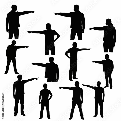 Silhouettes of People Pointing - A Collection of Diverse Poses.