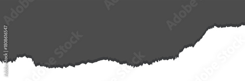 Torn black paper piece with a ripped . Isolated on white background,  Vector illustration. EPS 10