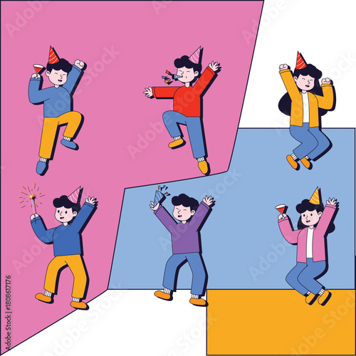 Joyful Celebration Party Characters – Festive Element Set