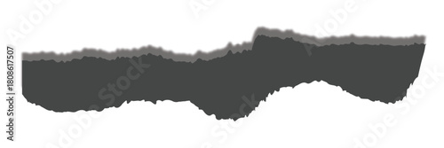 Torn black paper piece with a ripped . Isolated on white background,  Vector illustration. EPS 10