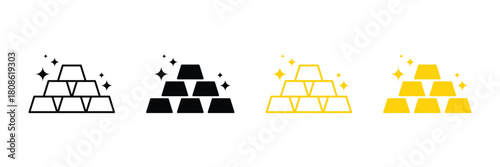 Gold bar icon. Bullion and ingot symbol. Concept of wealth, investment, savings, and treasure. Vector illustration