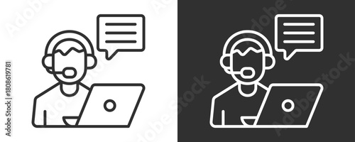 Call Center Icon Set Vector Collection Isolated In Black And White