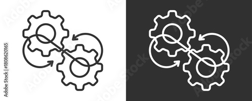 Integration Icon Set Vector Collection Isolated In Black And White