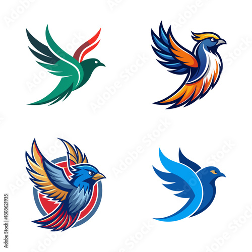 Collection of Dynamic Flying Bird Logos and Mascots