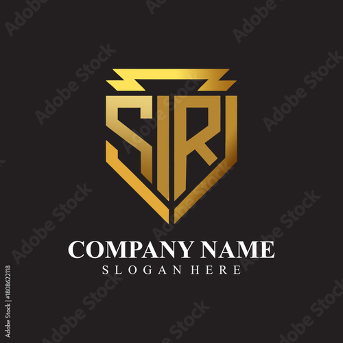 Golden SIR Monogram Shield Logo for Luxury Branding
