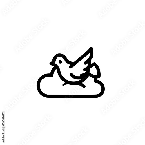 Bird flying on cloud icon representing freedom nature and peaceful sky vector illustration