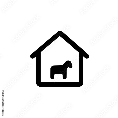 Goat inside house icon representing farm animal concept in domestic indoor environment