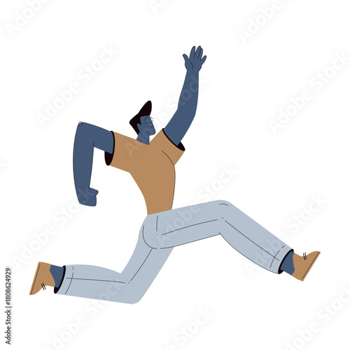 Scared Man Character Run and Escape Afraid of Something Vector Illustration