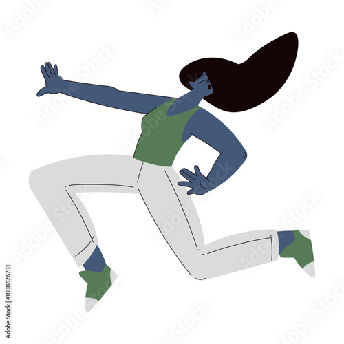 Scared Woman Character Run and Escape Afraid of Something Vector Illustration