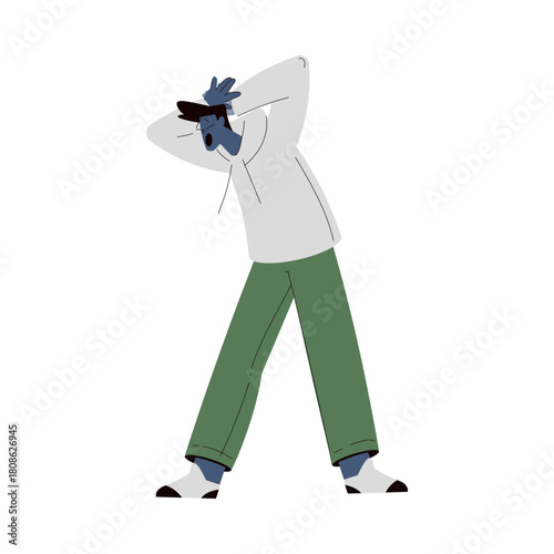 Scared Man Character Run and Escape Afraid of Something Vector Illustration