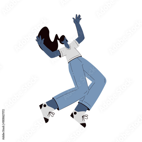 Scared Woman Character Run and Escape Afraid of Something Vector Illustration