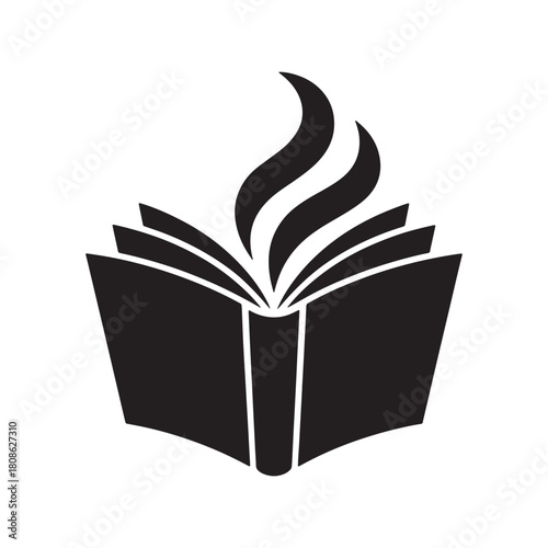 Open book with rising steam symbolizing knowledge education learning and wisdom