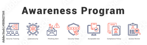 Awareness Program Modern and clean web banner illustration featuring thematic icons for visual communication