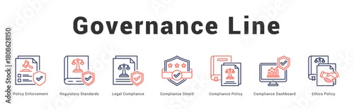 Governance Line Modern and clean web banner illustration featuring thematic icons for visual communication