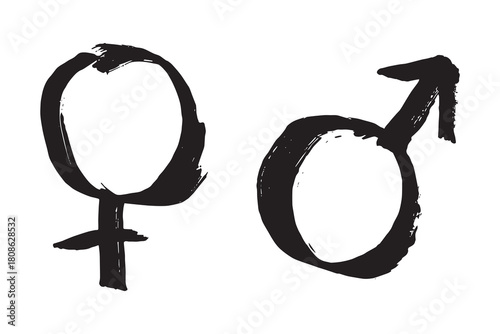 Hand drawn female and male gender identity sign Symbol used to represent sex and gender Single element for print, web, design, decor