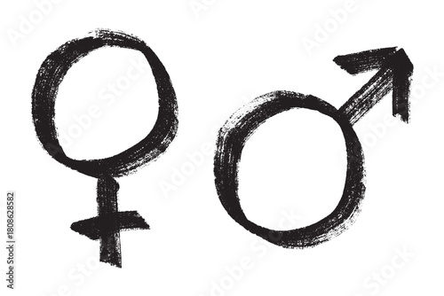 Hand drawn female and male gender identity sign Symbol used to represent sex and gender Single element for print, web, design, decor
