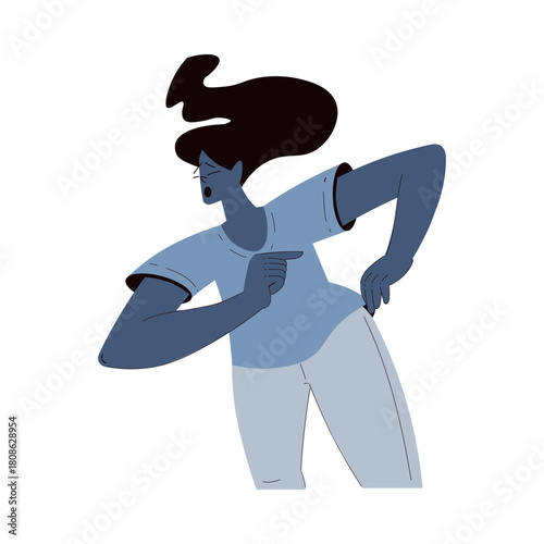 Scared Woman Character Run and Escape Afraid of Something Vector Illustration