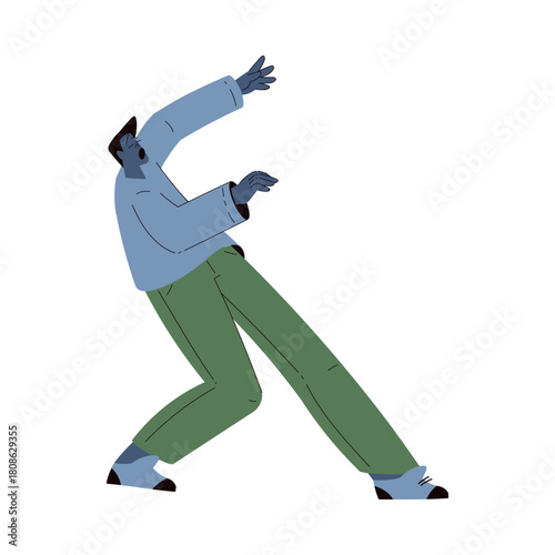 Scared Man Character Run and Escape Afraid of Something Vector Illustration
