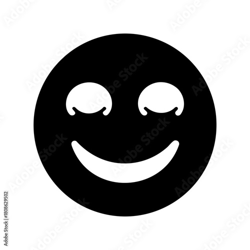 A classic black and white smiley face expressing calmness and peacefulness.