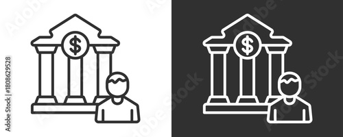 Bank Icon Set Vector Collection Isolated In Black And White